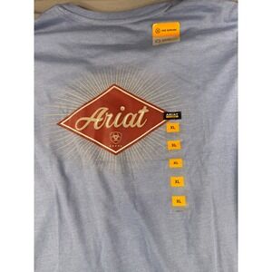 NWT Ariat Rebar Womens XL Blue Heather Long Sleeve V-Neck Graphic Work Pocket